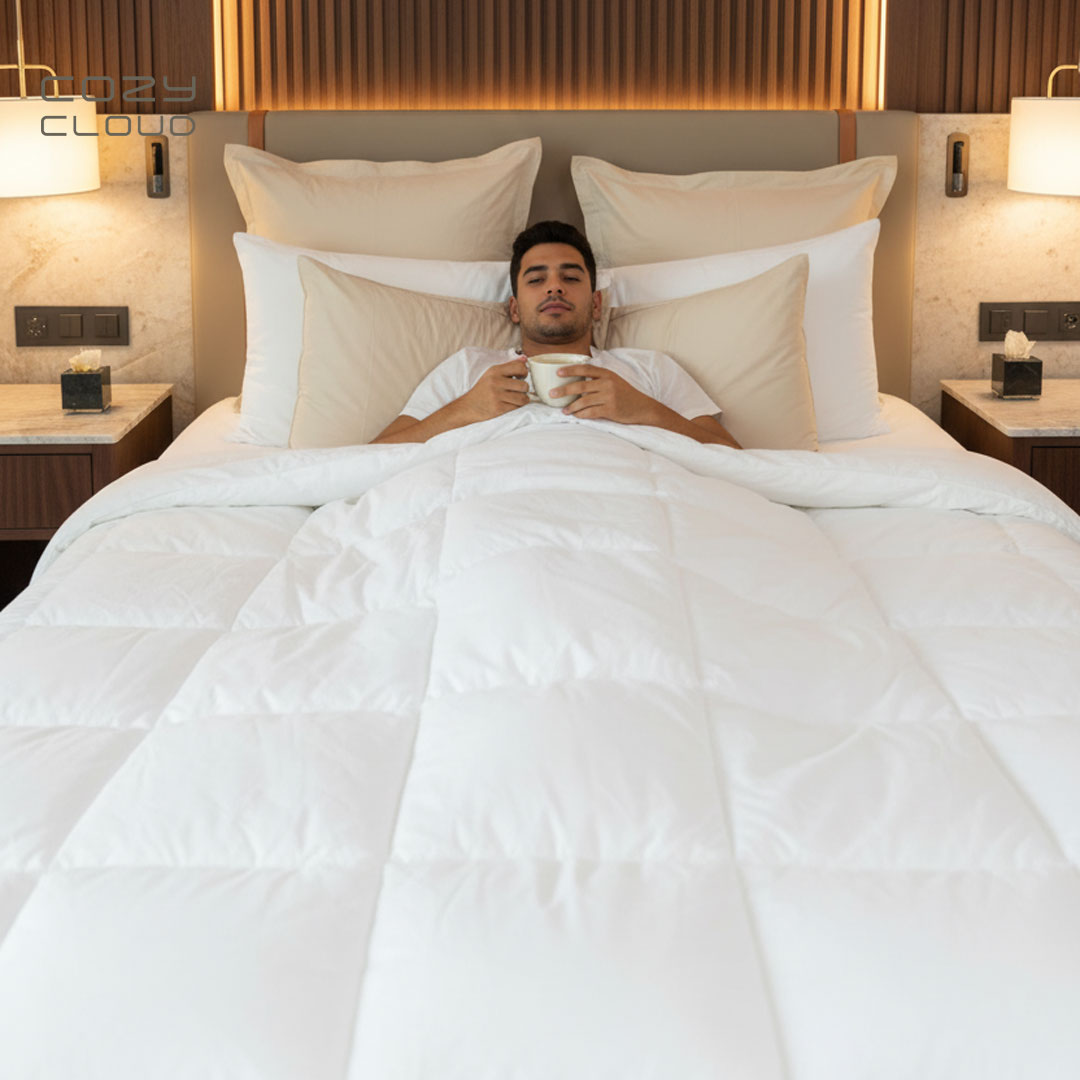 لحاف فندقي بريميوم مايكرو فايبر | قماش TC233 | ضمان ١٢ شهر